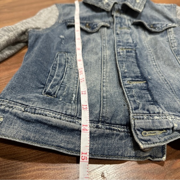 Free People Blue Denim Jacket with Gray Sleeves - Picture 8 of 12